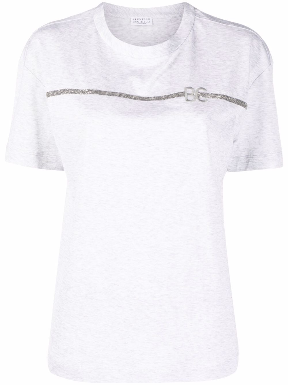 

Brunello Cucinelli Monili-chain embroidered-logo T-Shirt - Grey