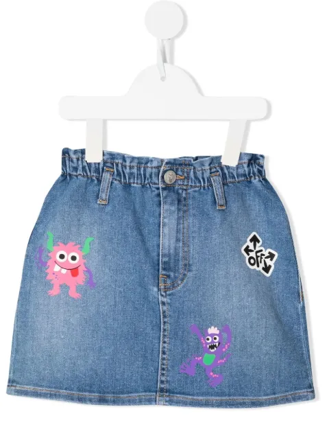 Off-White Kids تنورة جينز بطبعة وحش