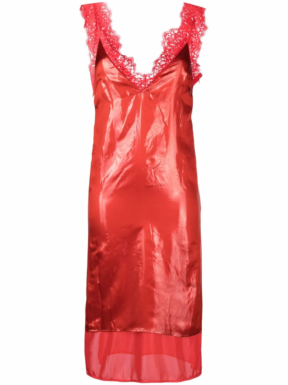 

Kwaidan Editions vestido midi con ribete de encaje - Rojo