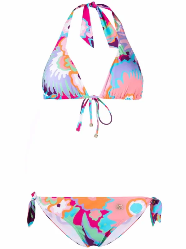 Shop Dolce & Gabbana floral-print bikini set with Express Delivery -  FARFETCH