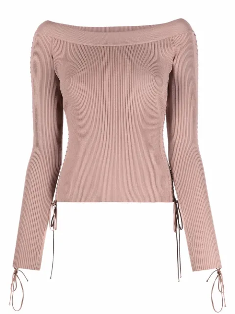 Dolce & Gabbana lace-detail knitted wide-neck top