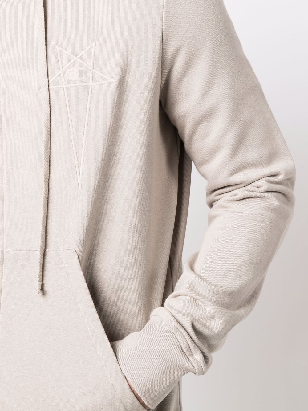 фото Rick owens x champion embroidered-logo zip-up hoodie