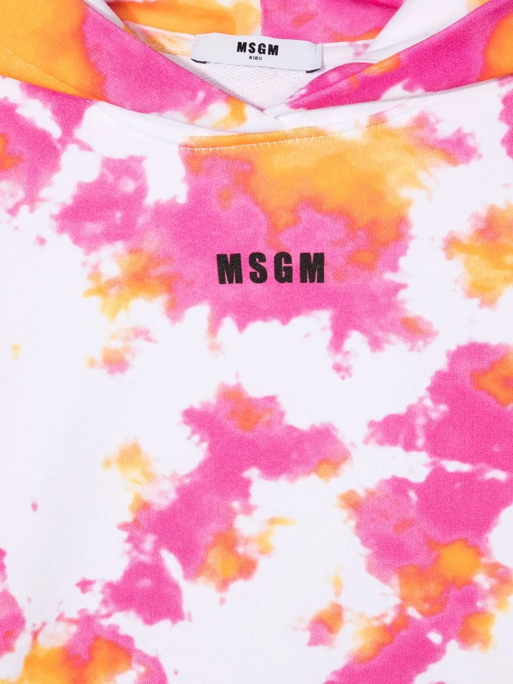  Msgm Kids Hoodie Mit Batik Print   Weiß 