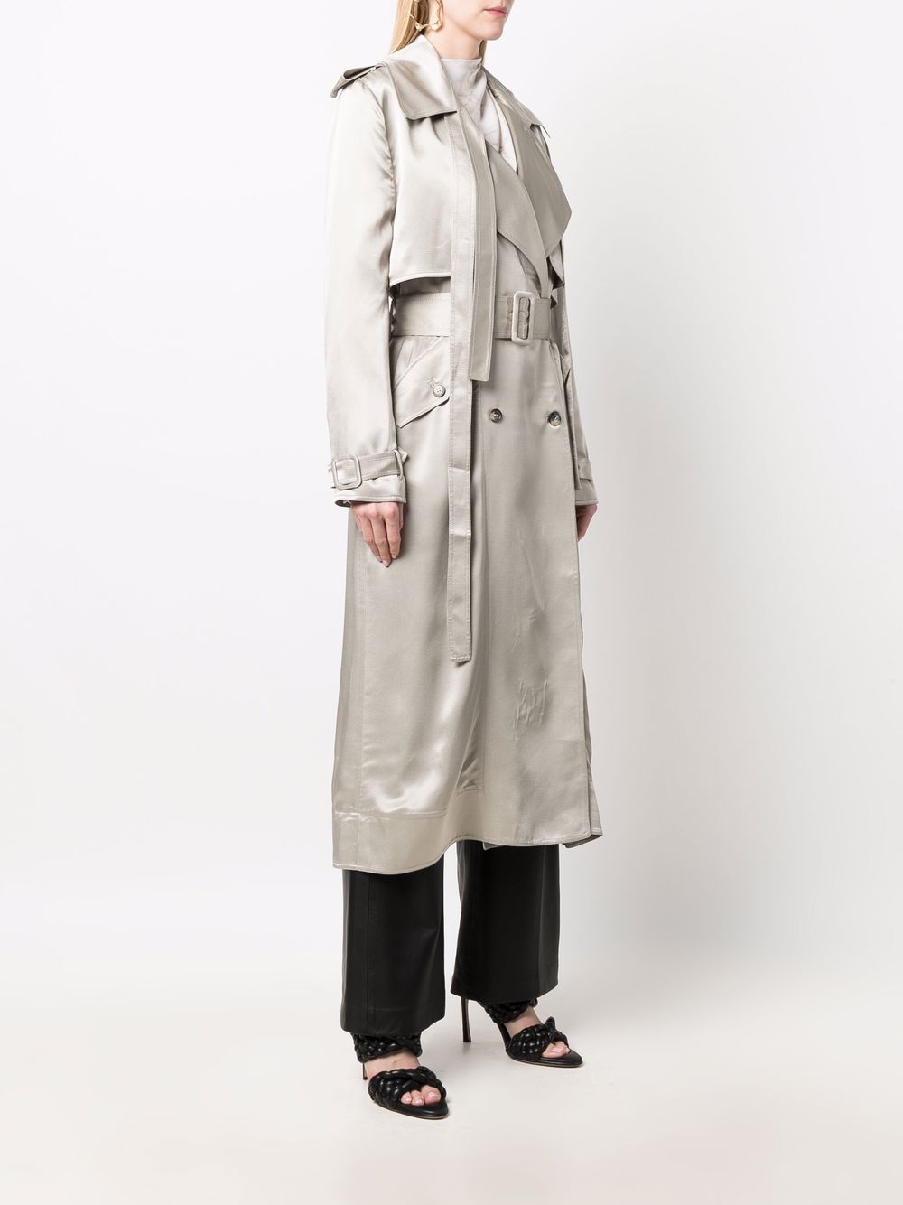 Materiel double-breasted Satin Trench Coat - Farfetch