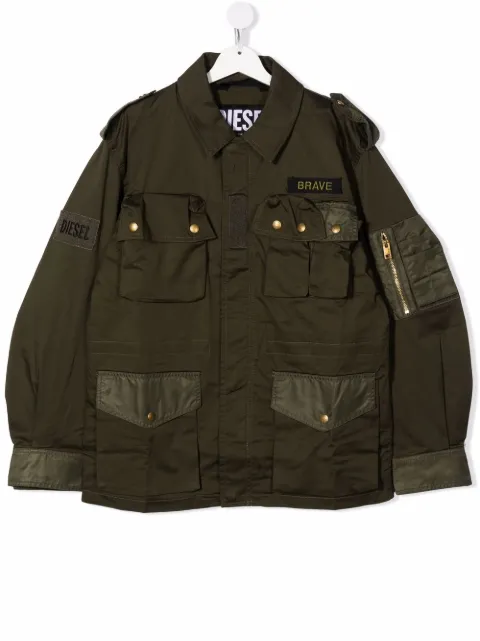 Diesel Kids جاكيت غبردين بشارة شعار الماركة