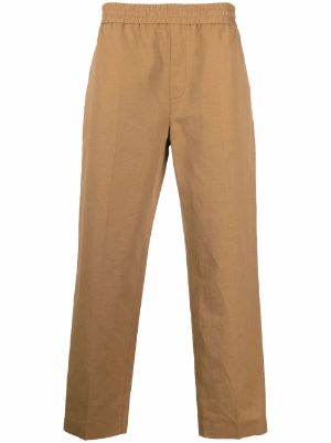 Elasticated straight leg trousers Brown Farfetch Men Clothing Pants Straight Leg Pants 
