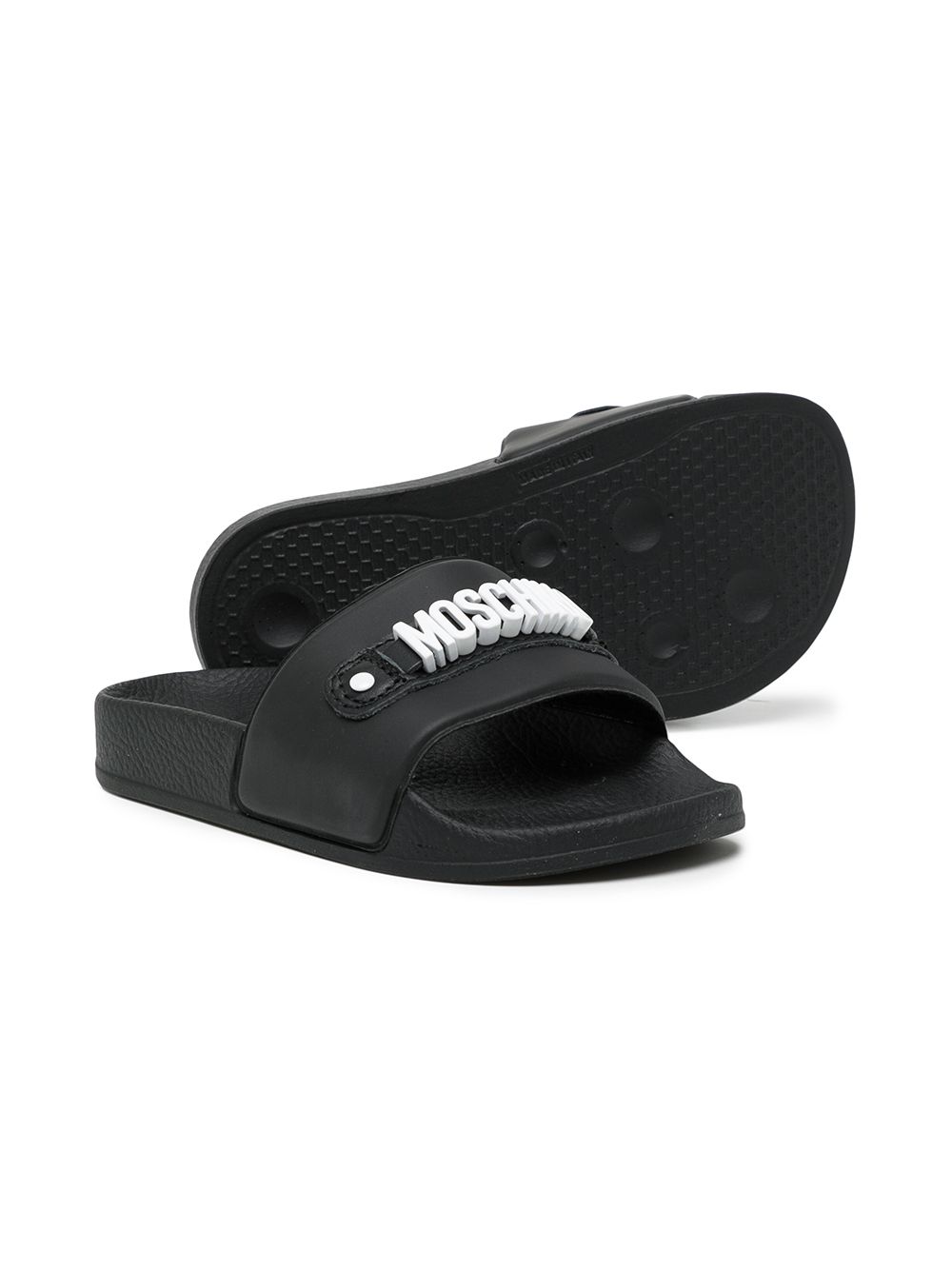 Moschino Kids Slippers met logo - Zwart