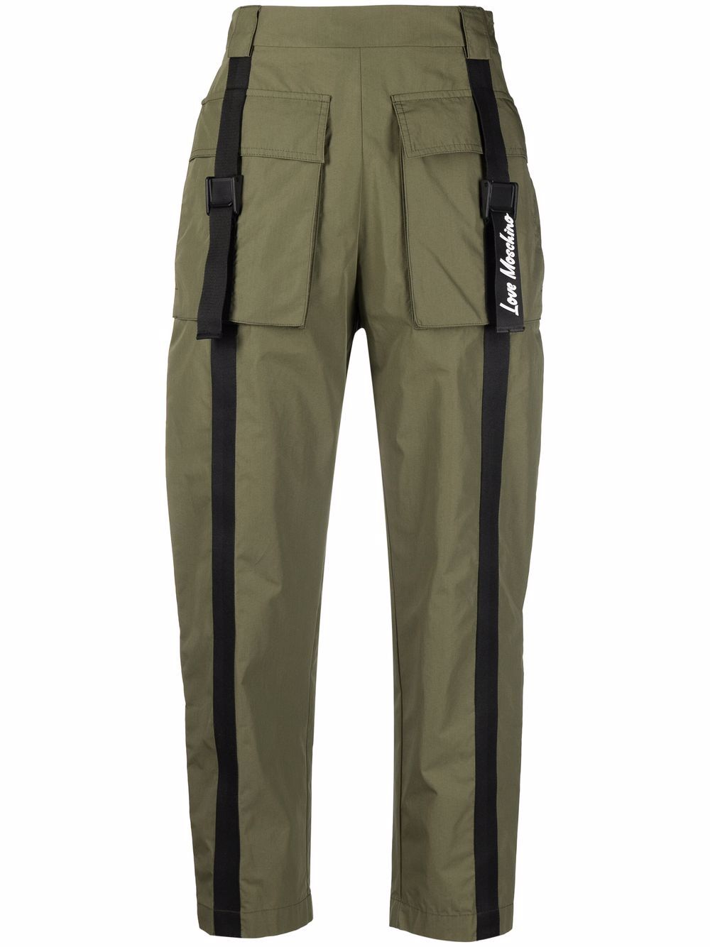 flap-pockets cotton-blend parachute trousers