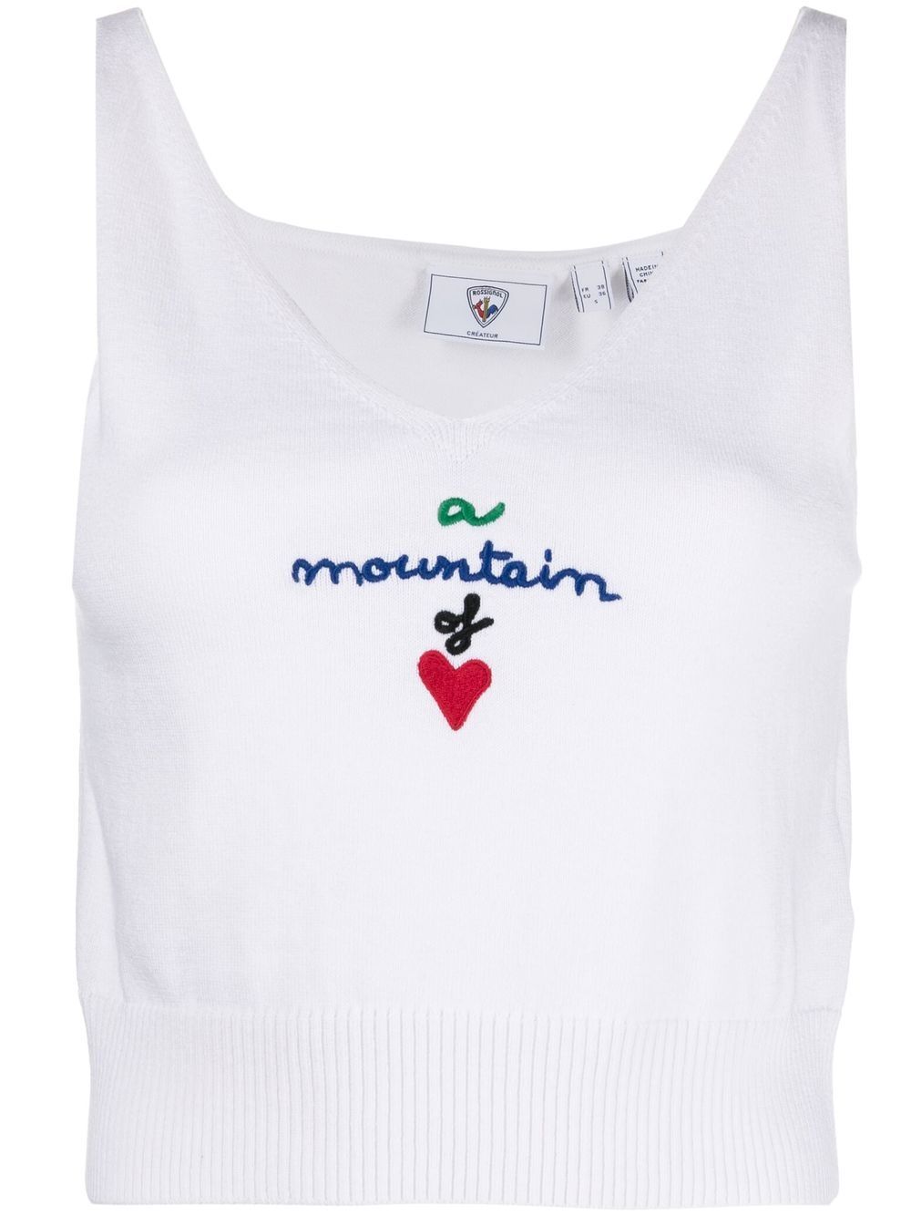 Cropped knit top with embroidered monogram