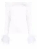 Atu Body Couture feather cuffs off-shoulder top - White