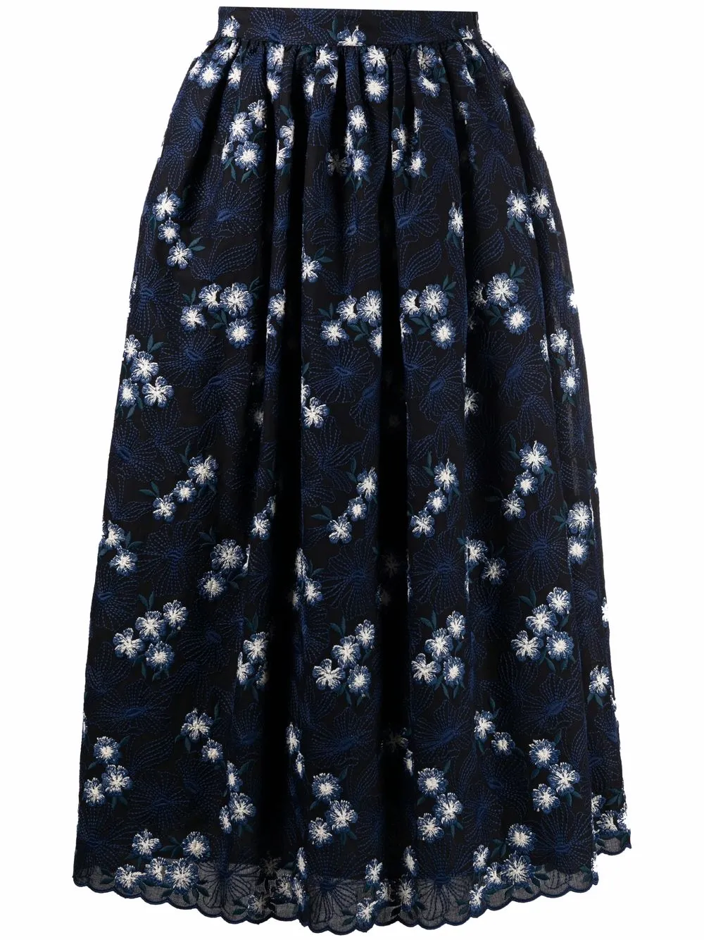 

Vivetta floral-embroidery midi skirt - Black