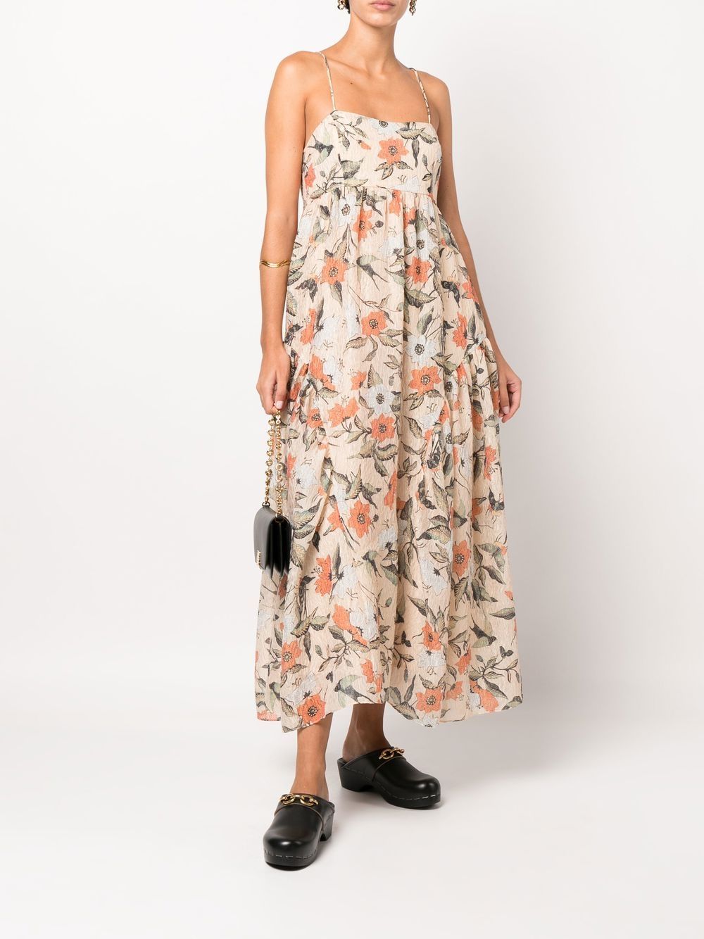 Shop Ulla Johnson Astrid Floral Print Maxi Dress In Neutrals