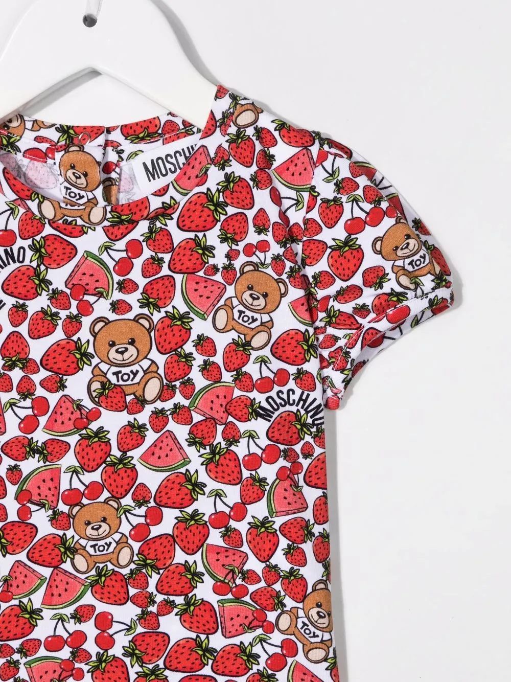  Moschino Kids T Shirt Mit Erdbeer Print   Weiß 