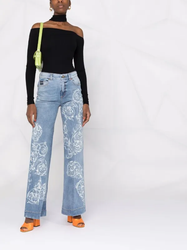 denim palazzo pants with top