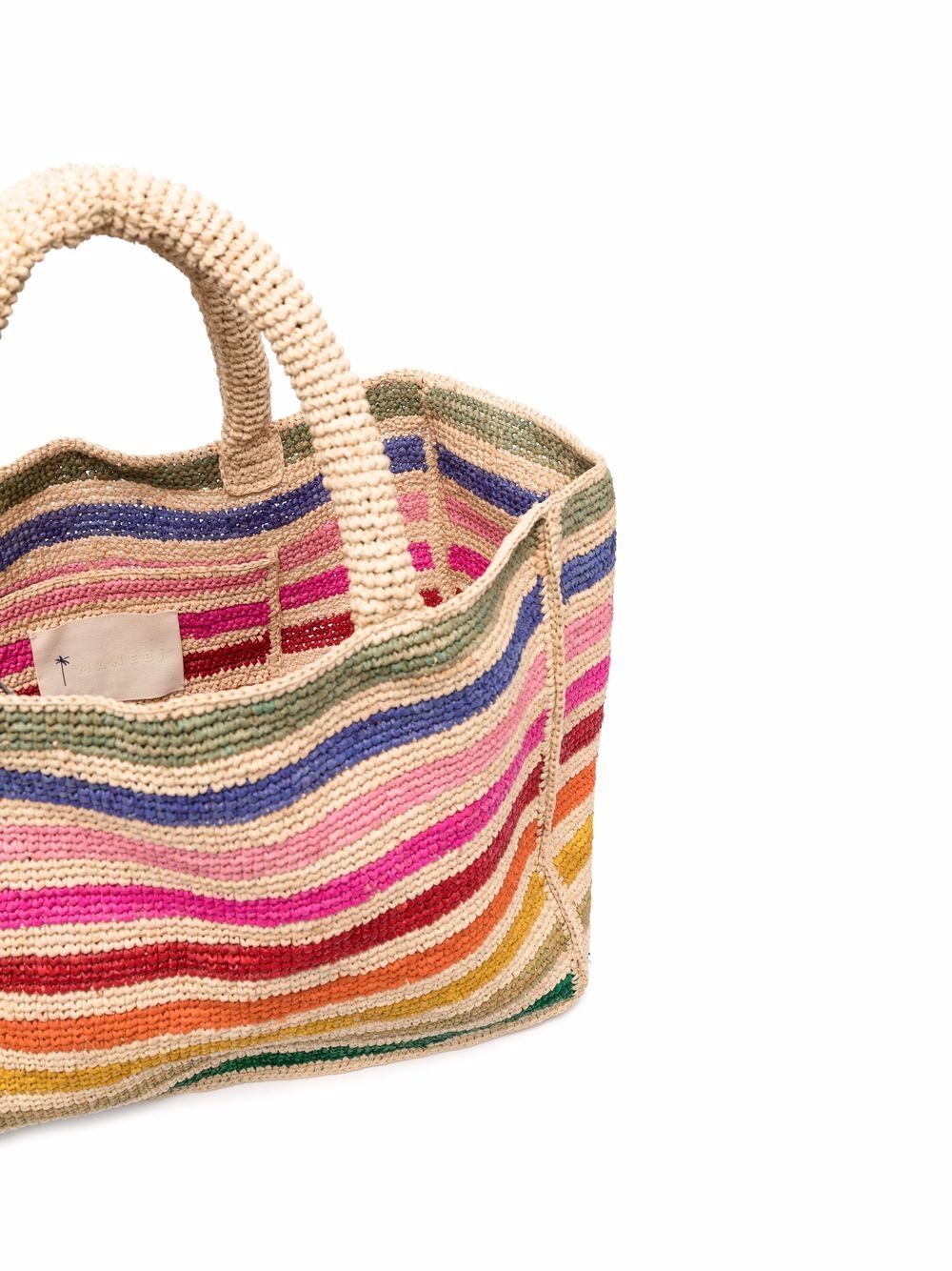 Mehry MU Women's Large Raffia Embroidered Rainbow Tote - Natural - Fall Sale