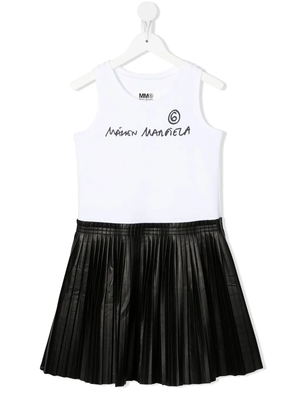 

MM6 Maison Margiela Kids vestido plisado con logo estampado - Blanco