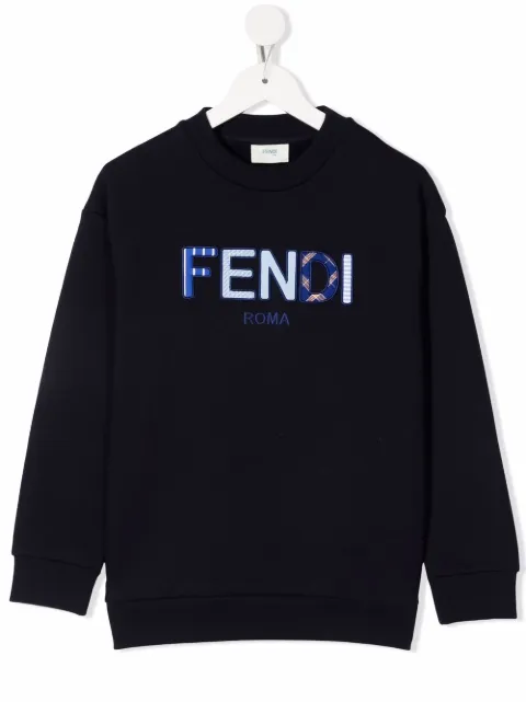 Fendi Kids logo-patch cotton sweatshirt 