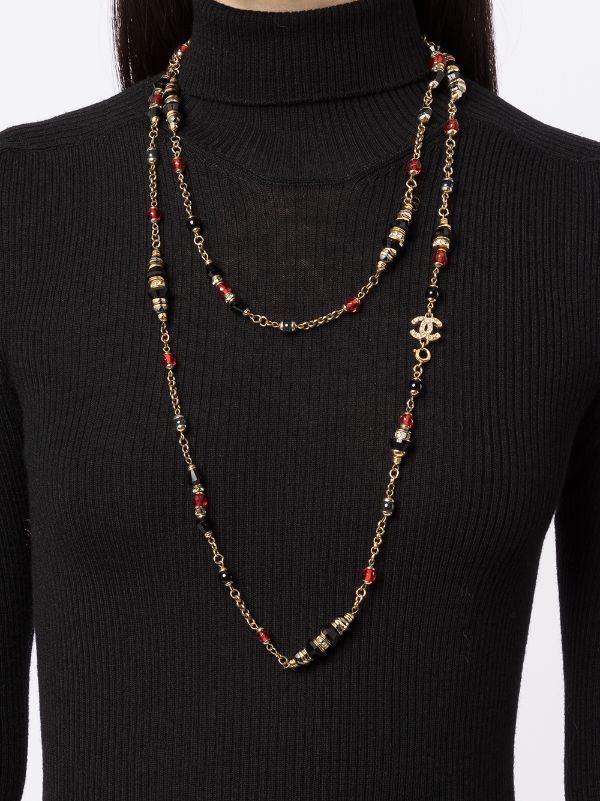 CHANEL Pre-Owned CC Beaded Necklace - Farfetch