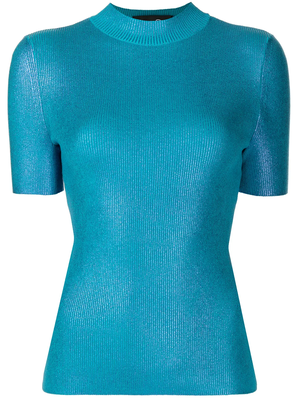 

Oscar de la Renta high neck shimmer finish top - Blue