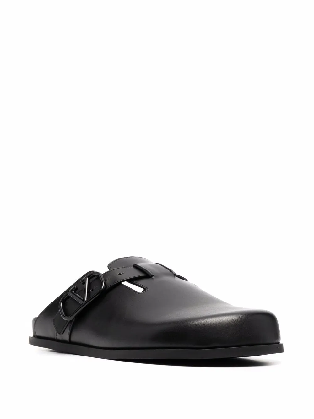 Valentino Garavani VLogo leren slippers - Zwart