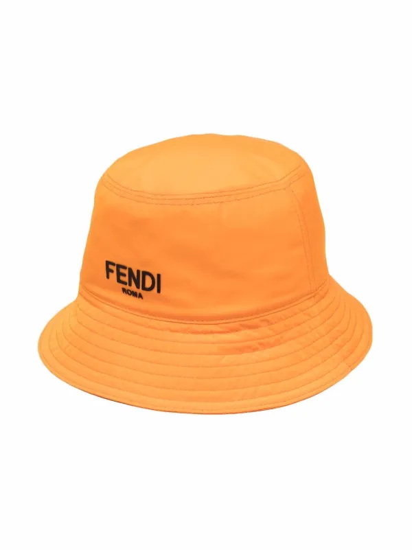 Fendi Kids logo-print Bucket Hat Orange FARFETCH UZ