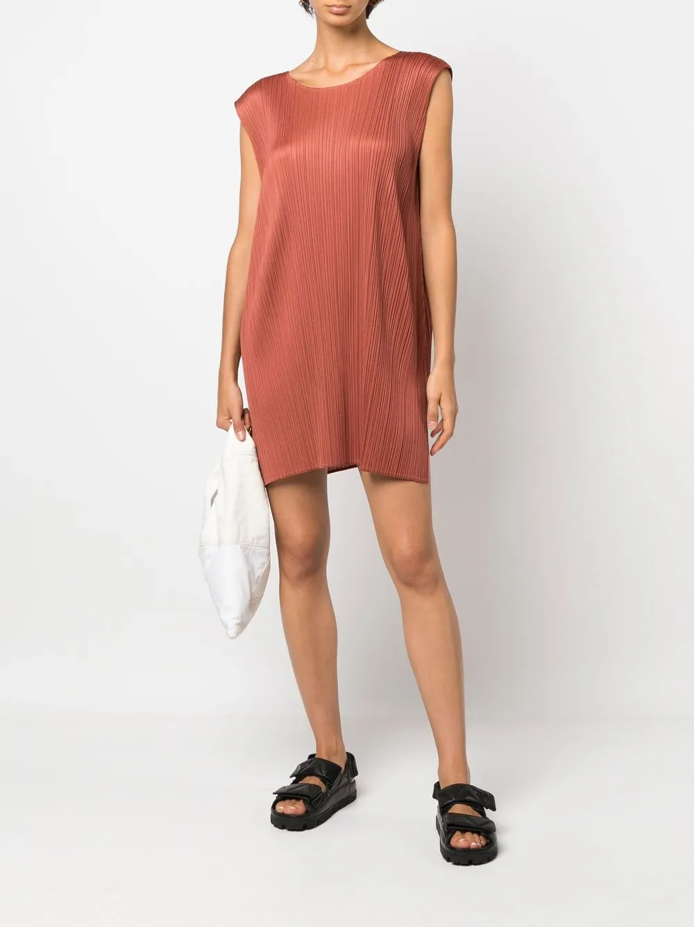  Pleats Please Issey Miyake ärmelloses Plisseekleid   Braun 