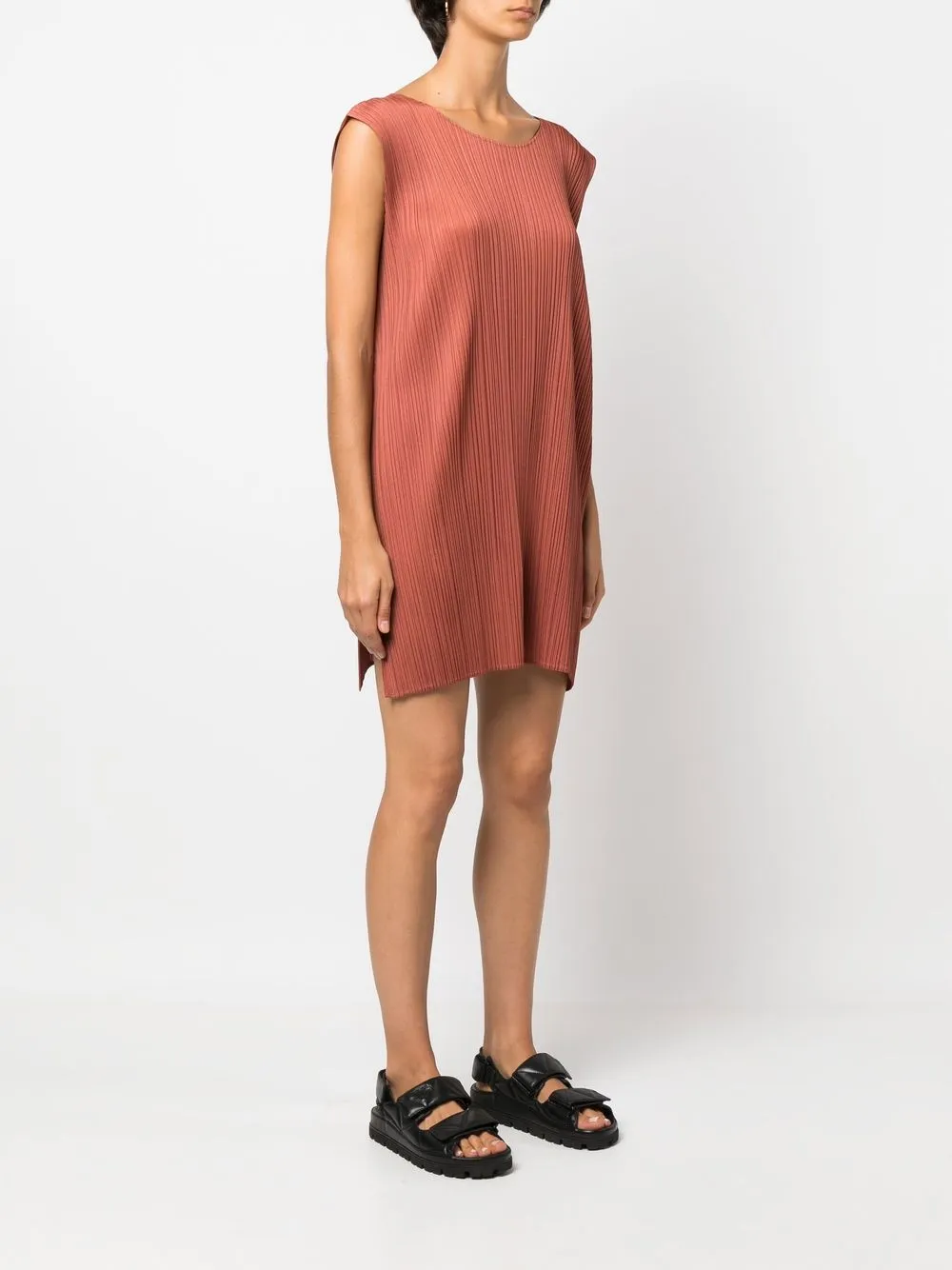  Pleats Please Issey Miyake ärmelloses Plisseekleid   Braun 