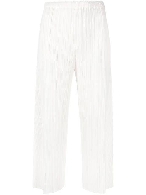 Pleats Please Issey Miyake May plissé cropped trousers