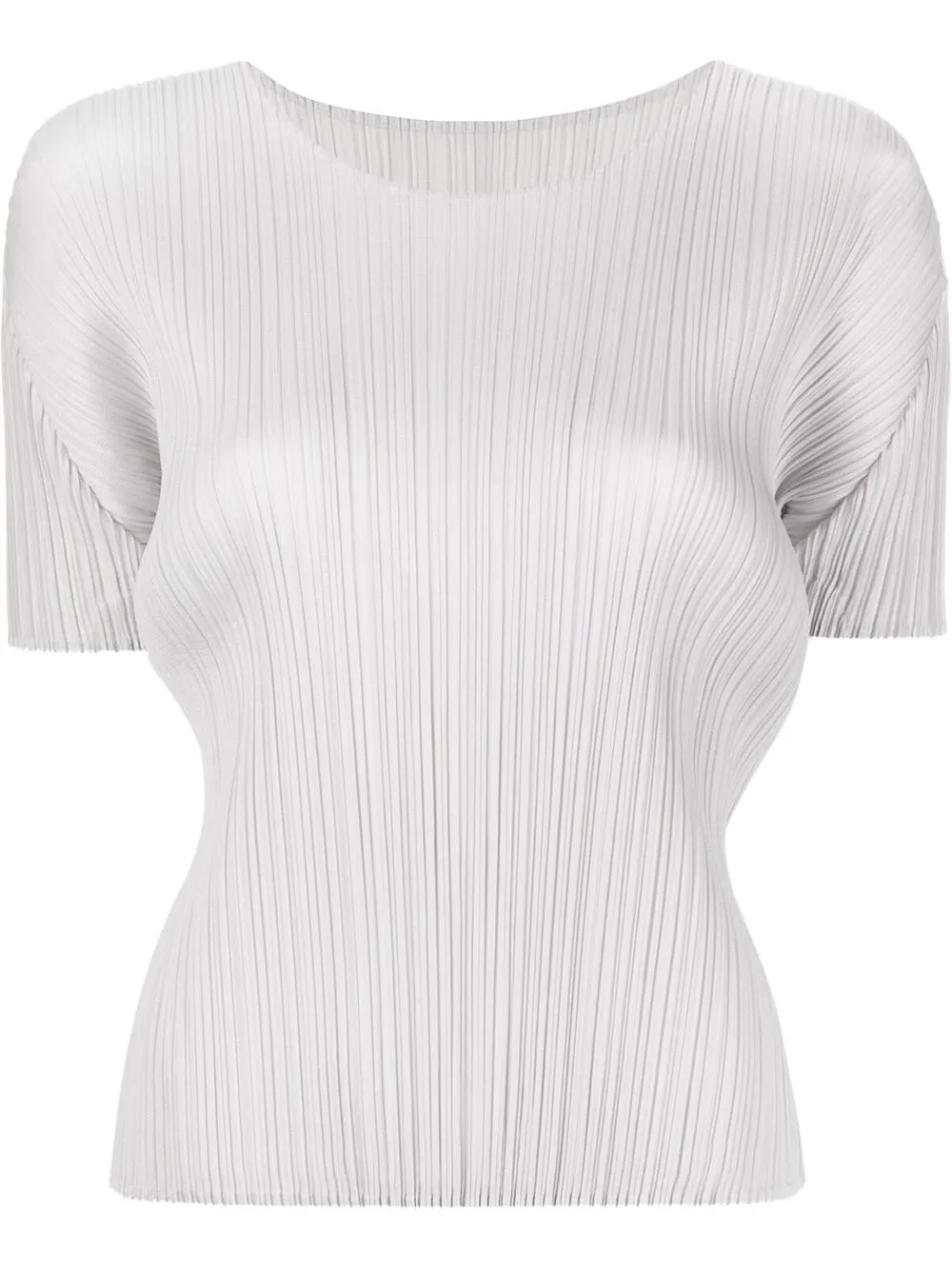 Issey Miyake Pleated Short-sleeved Top In Grey