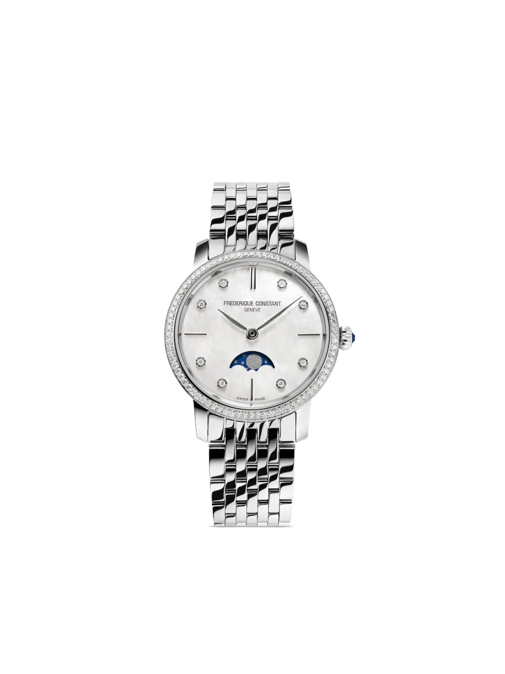 Frederique Constant クラシック スリムライン レディース ムーンフェイズ 30mm - シルバートーン Frederique Constant クラシック スリムライン レディース ムーンフェイズ 30mm - シルバートーン