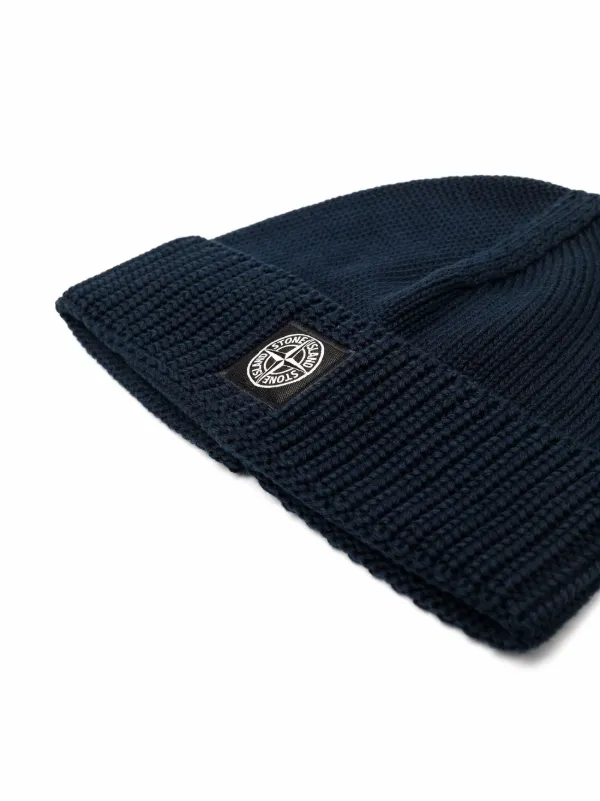 Stone Island Junior logo-patch beanie 