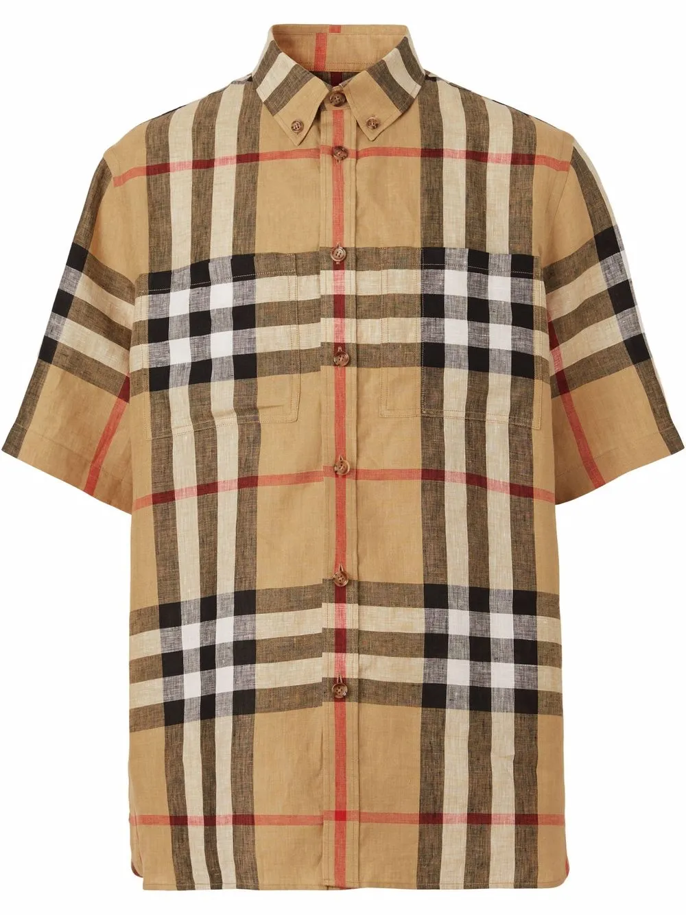 

Burberry camisa manga corta con cuadros estampados - Marrón