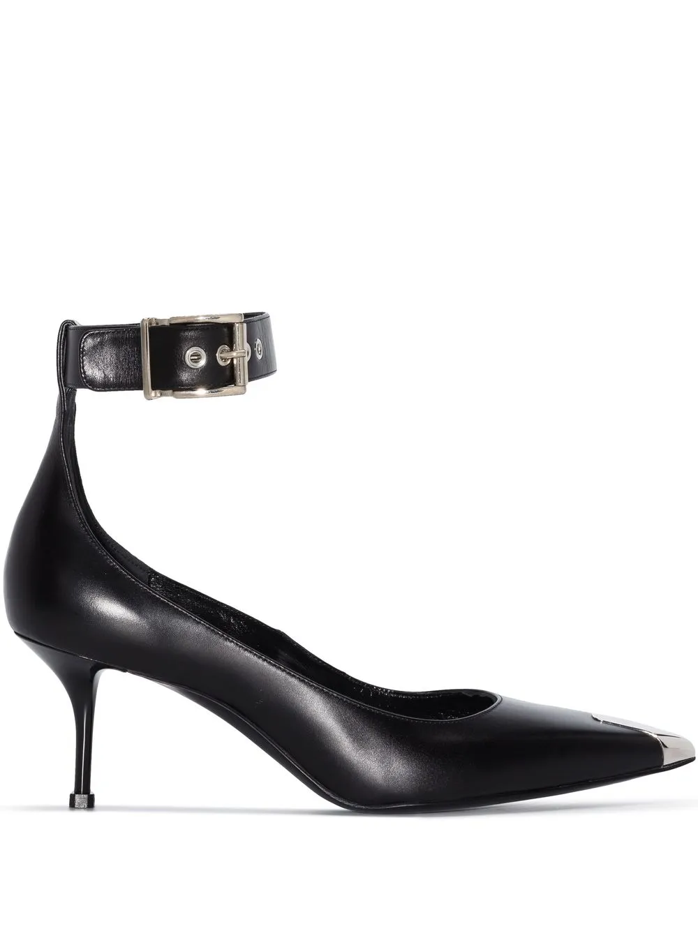 contrasting-toe cap leather pumps