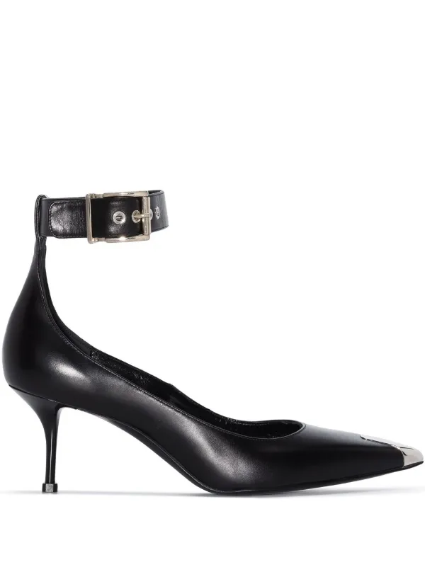 Alexander McQueen contrasting-toe Cap Leather Pumps - Black