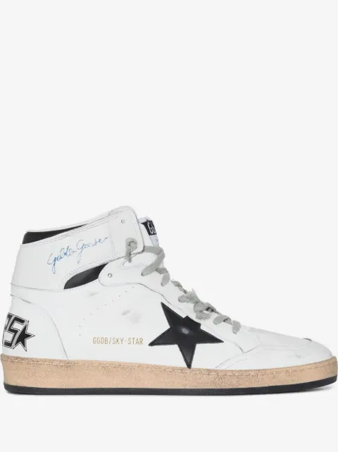 Golden Goose Sky-Star in white leather with black leather star sneakers