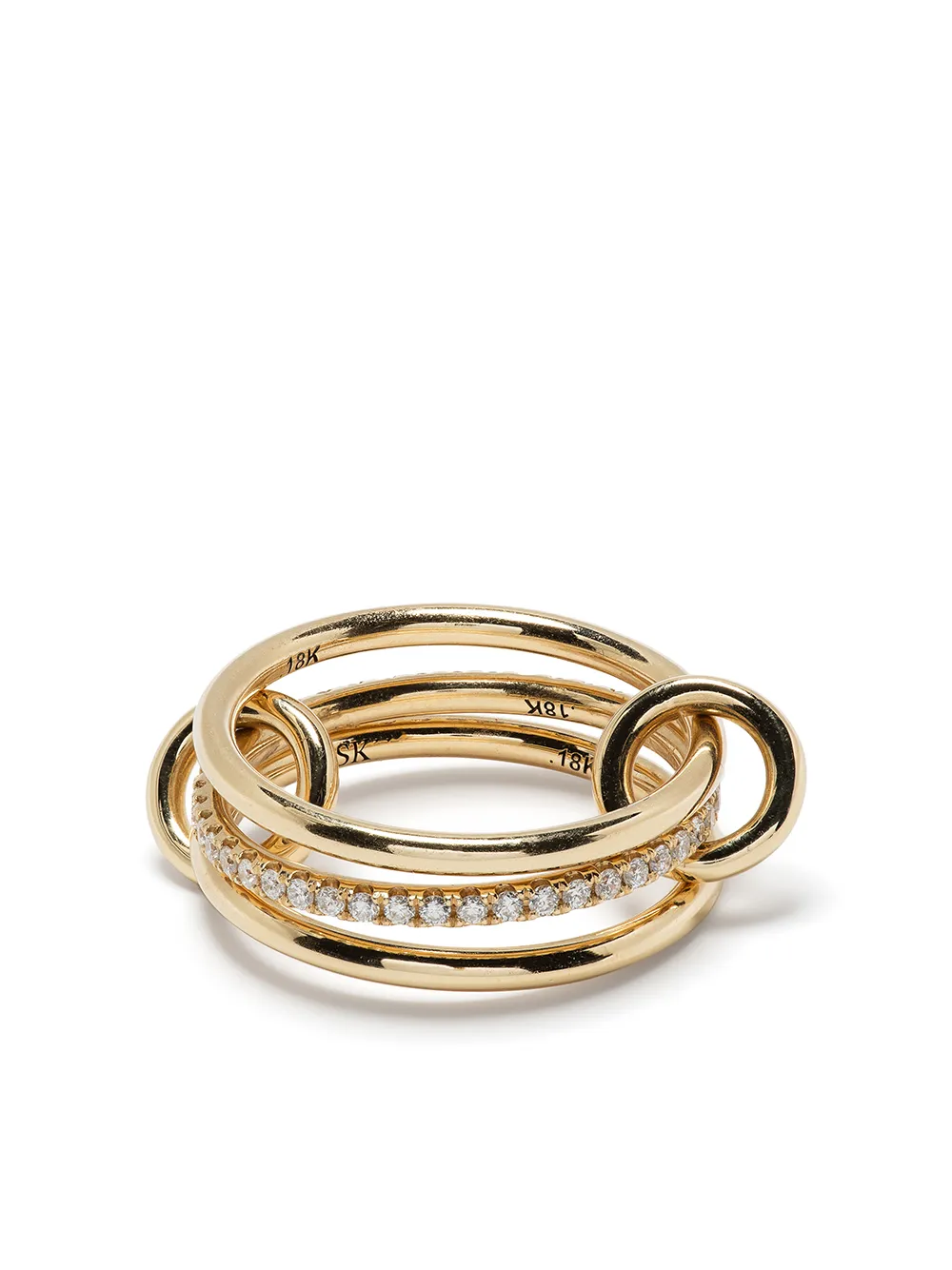 Spinelli Kilcollin 18kt Yellow Gold Sonny Diamond Three Link Ring In Gold