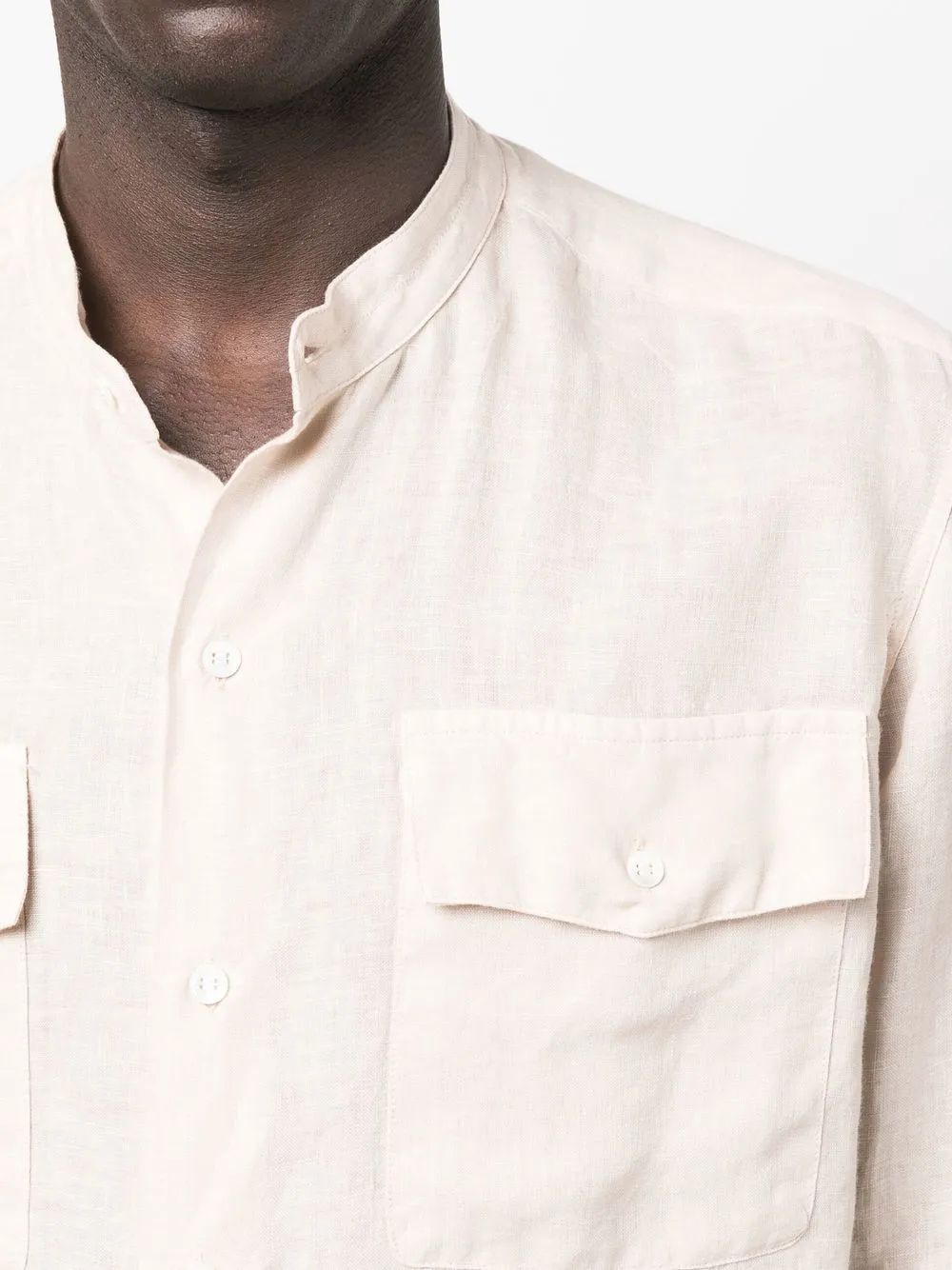 Malo bandcollar Linen Shirt Farfetch