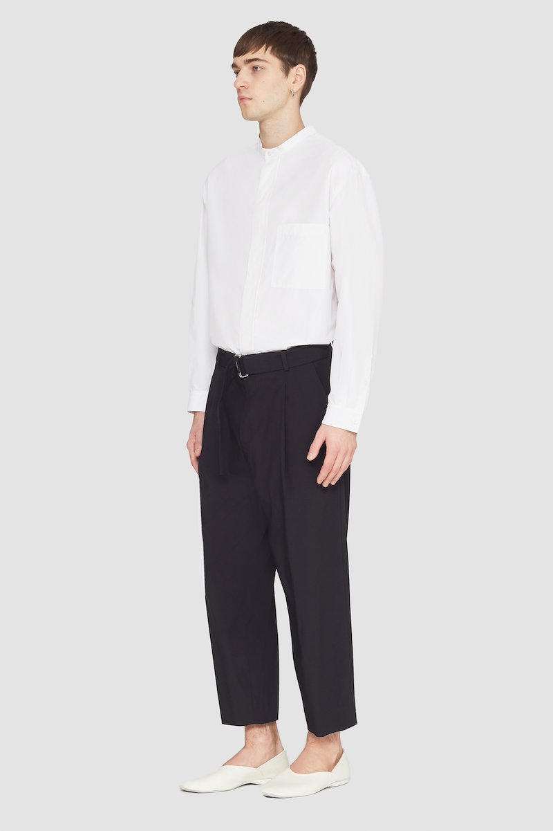 Single Pleat Trouser-black #1 Single Pleat Trouser, belted drop-crotch trousers from 3.1 PHILLIP LIM featuring black, wool blend, belt loops, belted waist, rear welt pocket, drop crotch and cropped.- 1
