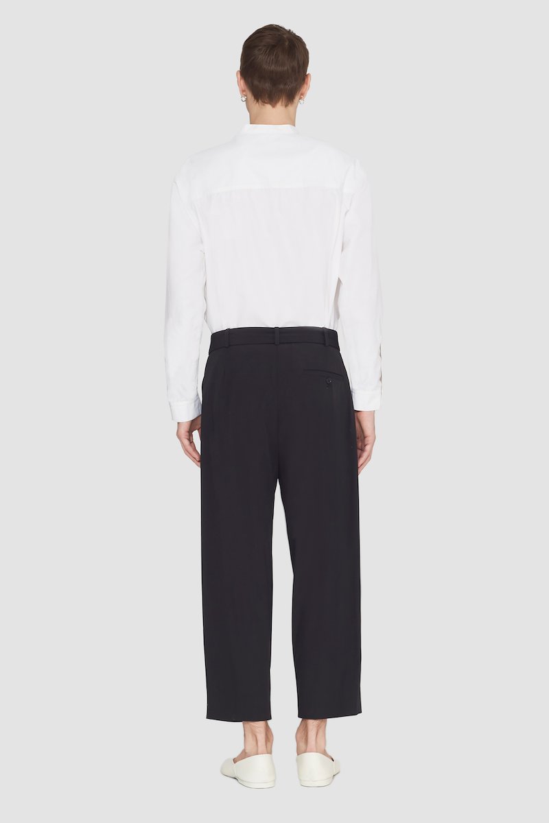 Single Pleat Trouser-black #0 Single Pleat Trouser, belted drop-crotch trousers from 3.1 PHILLIP LIM featuring black, wool blend, belt loops, belted waist, rear welt pocket, drop crotch and cropped.- 2
