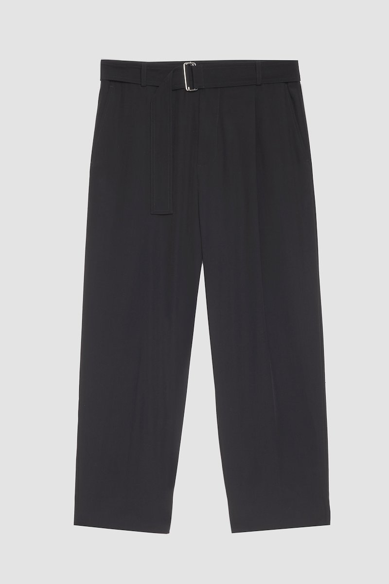 Single Pleat Trouser-black #0 Single Pleat Trouser, belted drop-crotch trousers from 3.1 PHILLIP LIM featuring black, wool blend, belt loops, belted waist, rear welt pocket, drop crotch and cropped.- 4