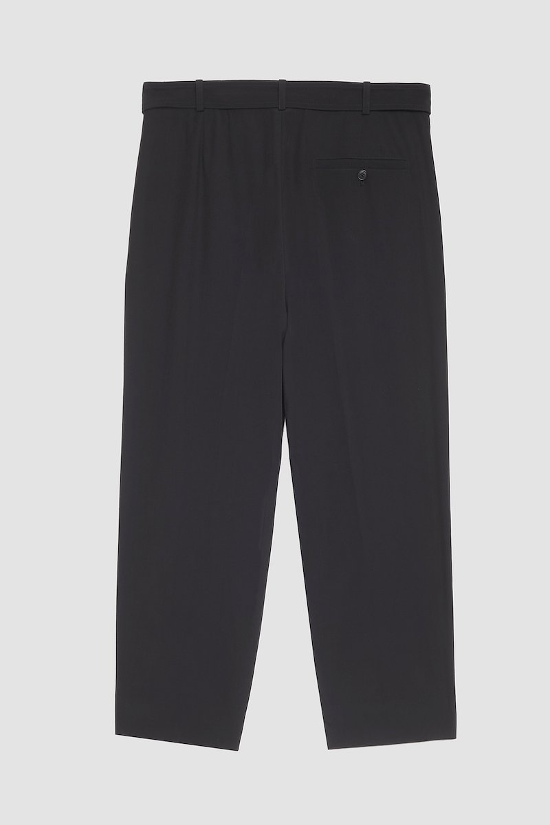 Single Pleat Trouser-black #1 Single Pleat Trouser, belted drop-crotch trousers from 3.1 PHILLIP LIM featuring black, wool blend, belt loops, belted waist, rear welt pocket, drop crotch and cropped.- 5