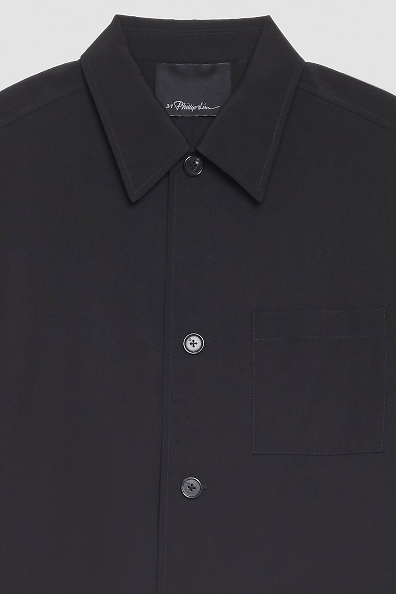 Wool Blend Coach Jacket, single-breasted wool-blend jacket from 3.1 PHILLIP LIM featuring black, wool blend, front button fastening, spread collar, long sleeves and front zip fastening pockets.- 9
