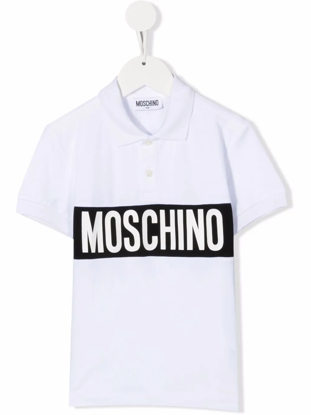 

Moschino Kids playera tipo polo manga corta con logo estampado - Blanco