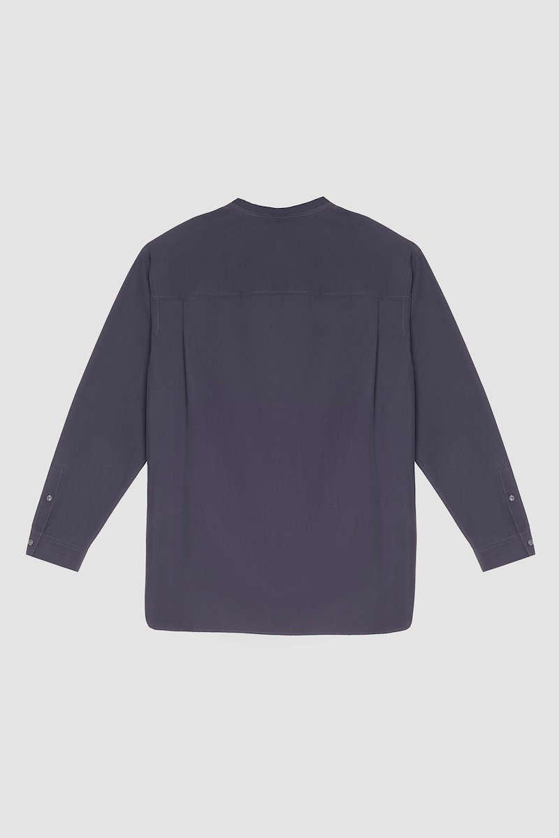 Band Collar Shirt-black #0 Band Collar Shirt, band-collar shirt from 3.1 PHILLIP LIM featuring black, cotton blend, band collar, concealed front fastening, chest patch pocket and long sleeves.- 6