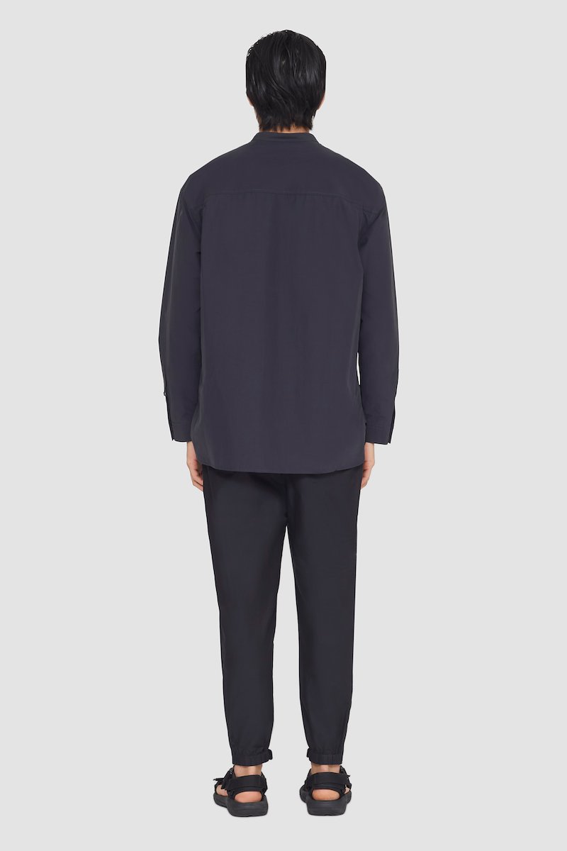 Band Collar Shirt-black #1 Band Collar Shirt, band-collar shirt from 3.1 PHILLIP LIM featuring black, cotton blend, band collar, concealed front fastening, chest patch pocket and long sleeves.- 3