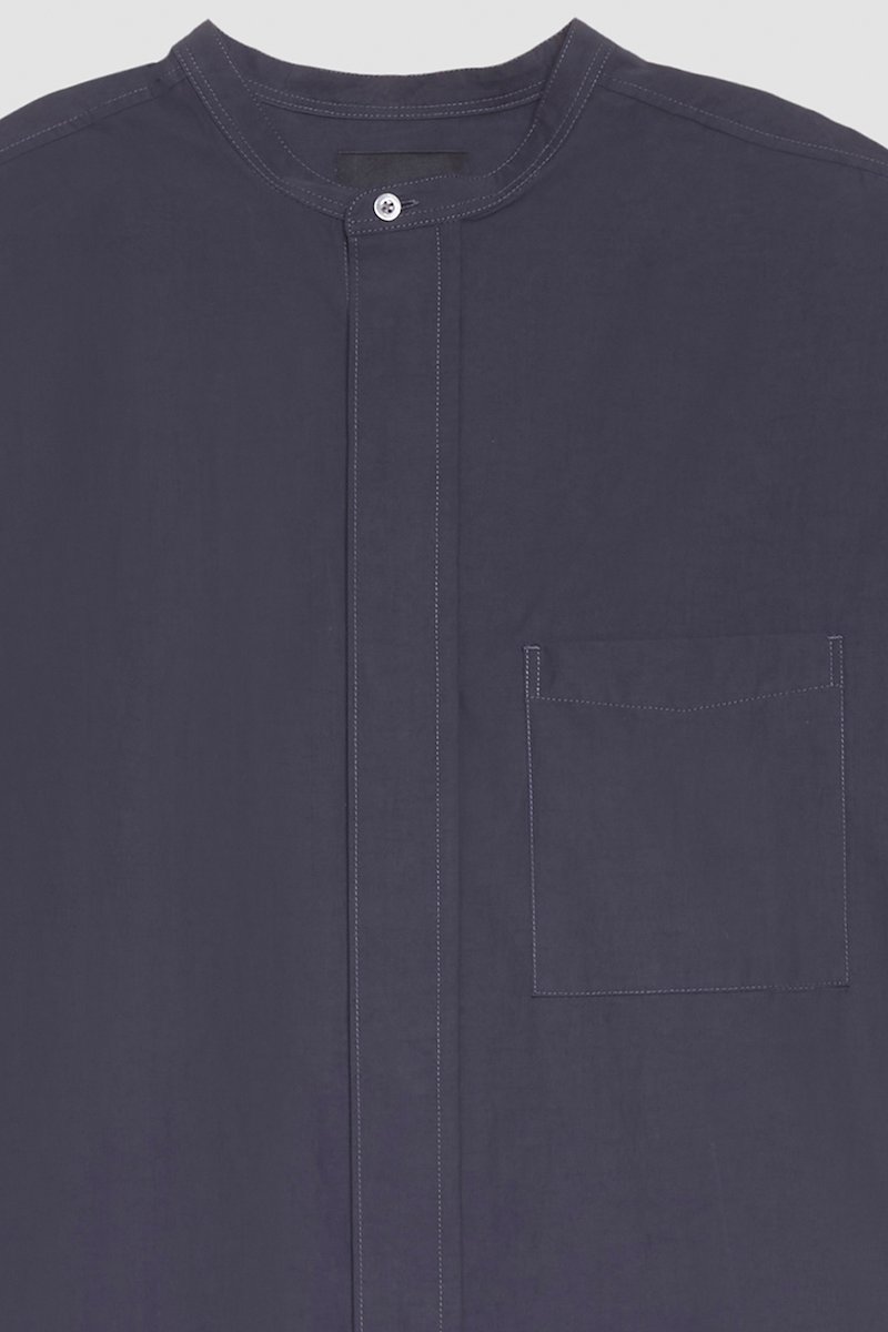 Band Collar Shirt-black #1 Band Collar Shirt, band-collar shirt from 3.1 PHILLIP LIM featuring black, cotton blend, band collar, concealed front fastening, chest patch pocket and long sleeves.- 7