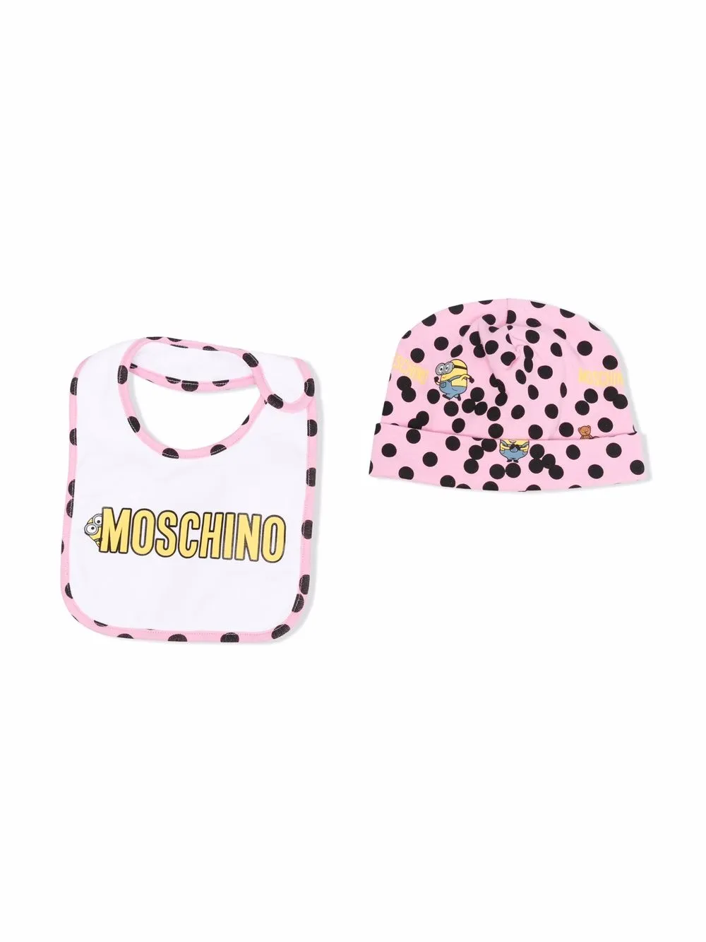 фото Moschino kids комплект из шапки и нагрудника с логотипом