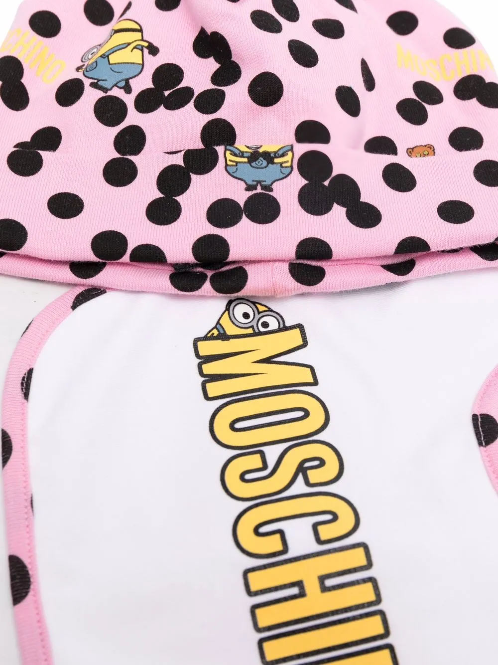 фото Moschino kids комплект из шапки и нагрудника с логотипом