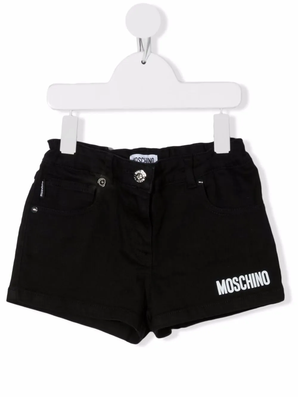 

Moschino Kids shorts de mezclilla con logo estampado - Negro