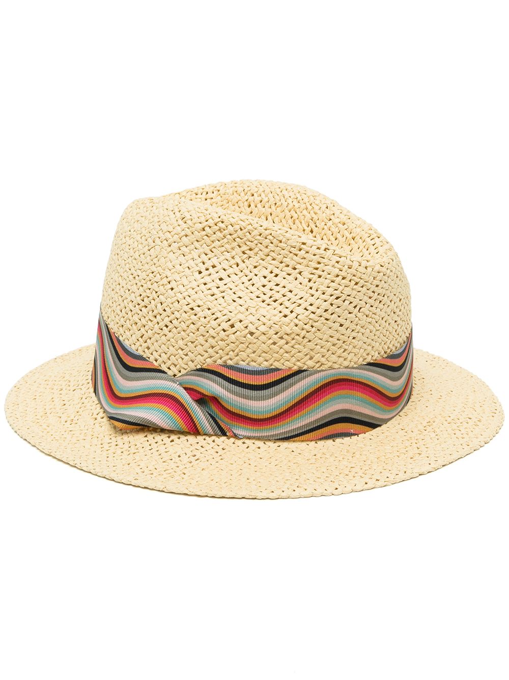 ribbon-trim straw fedora